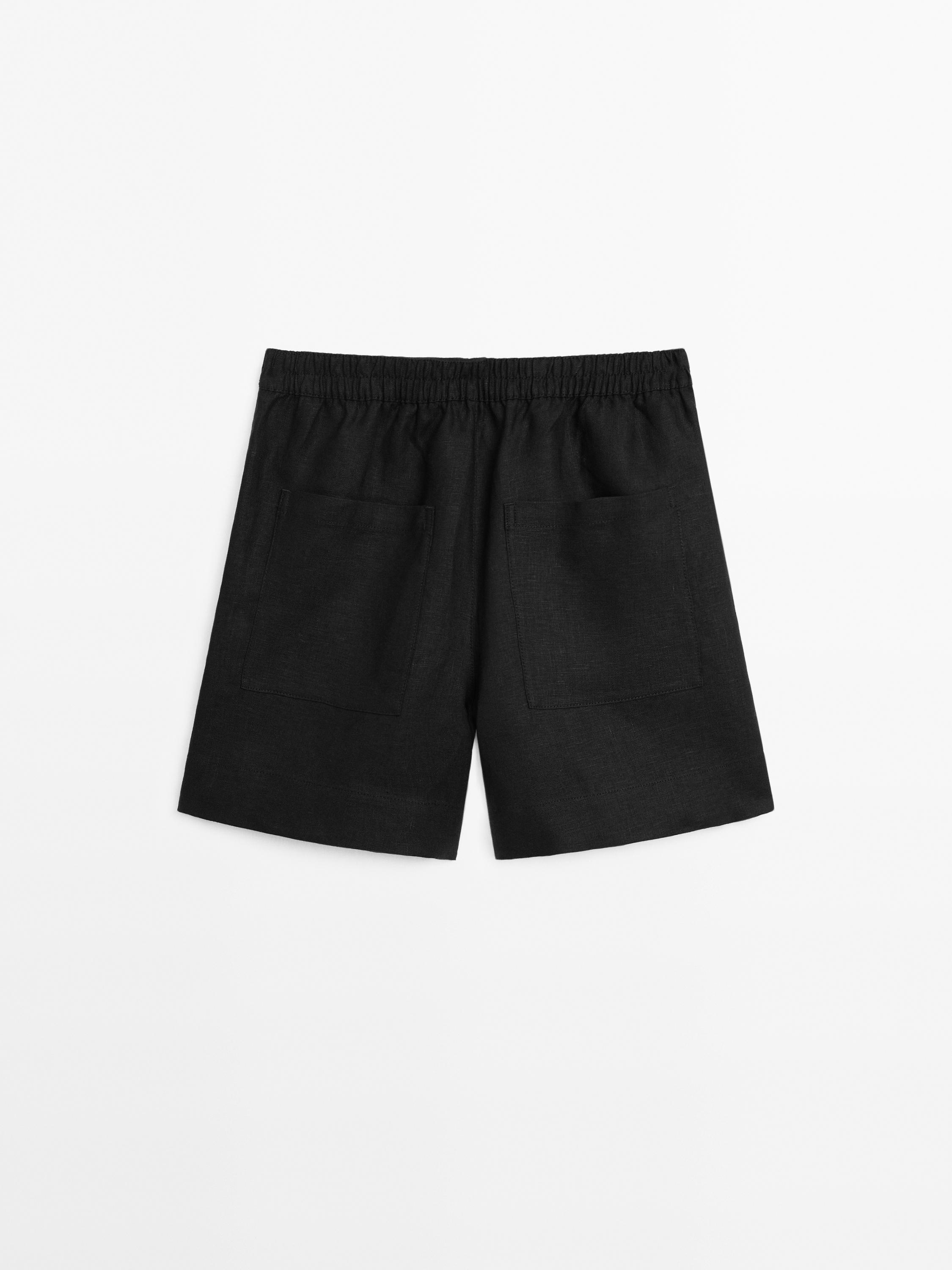100% linen short Bermuda shorts